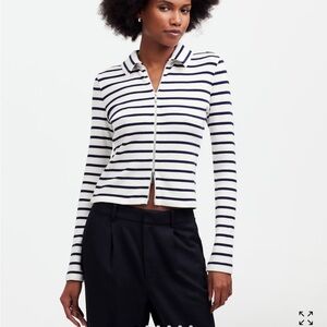 Madewell Striped Zip-Up Hoodie